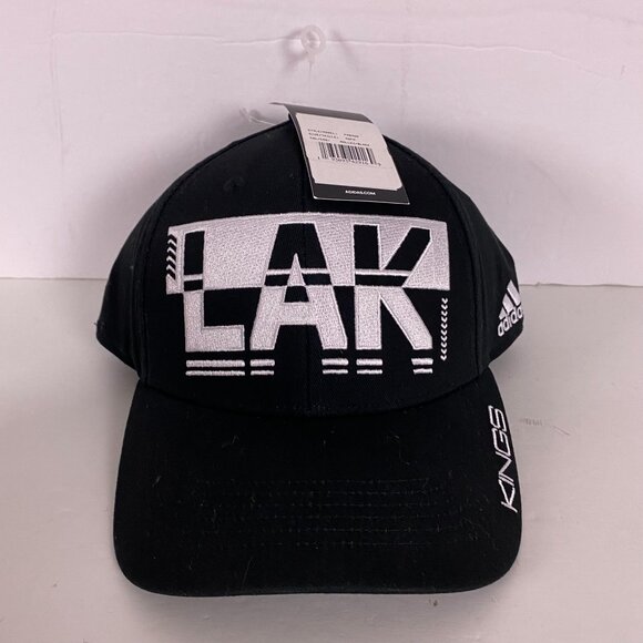 NWT Los Angeles Kings Hat Adidas Strapback Silver Black Big Logo Block Letters - Picture 3 of 11